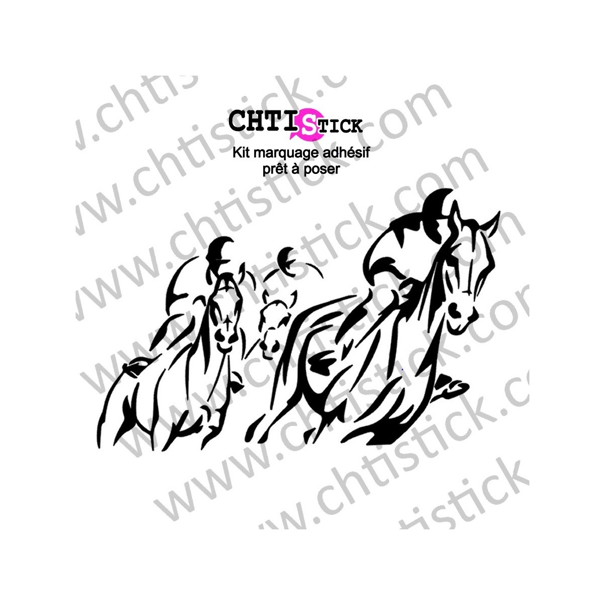 STICKER CHEVAUX COURSE 