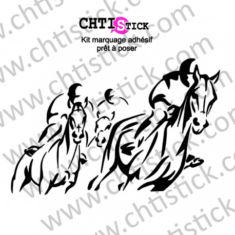 STICKER CHEVAUX COURSE 