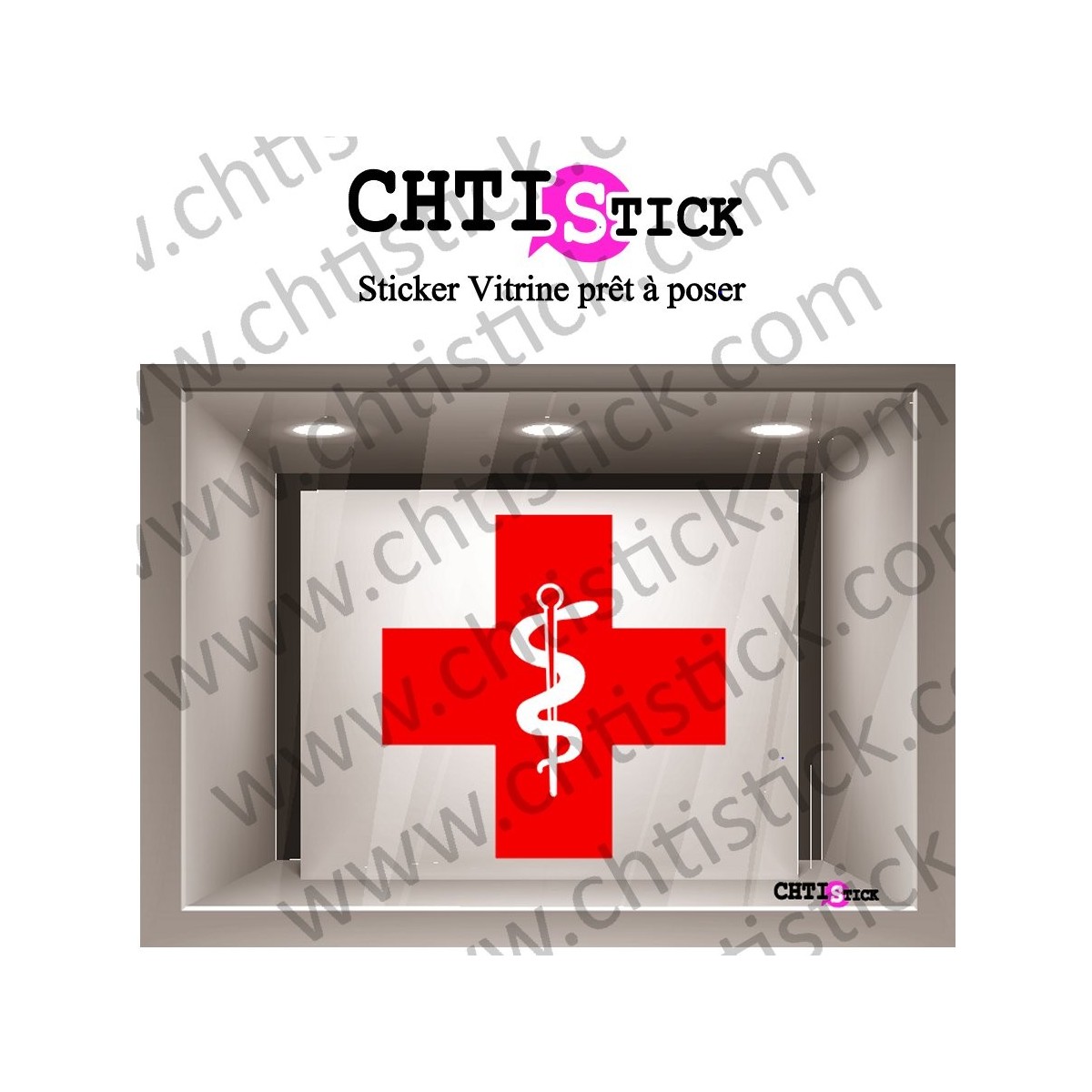 chtistick STICKER CROIX ROUGE CADUCEE
