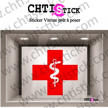 STICKER CROIX ROUGE CADUCEE