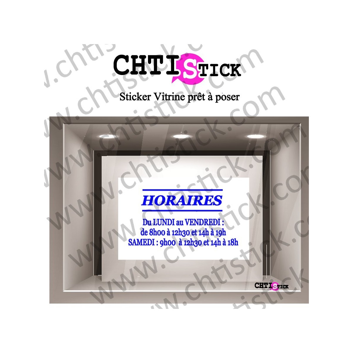 Autocollant horaires vitrine 