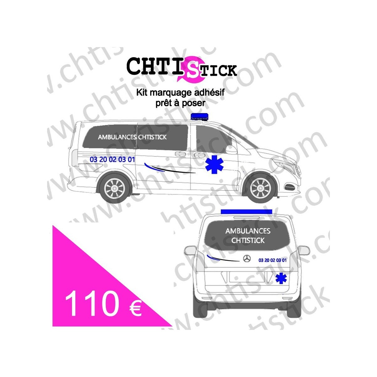 chtistick MARQUAGE AMBULANCE DECO TAILLE L 