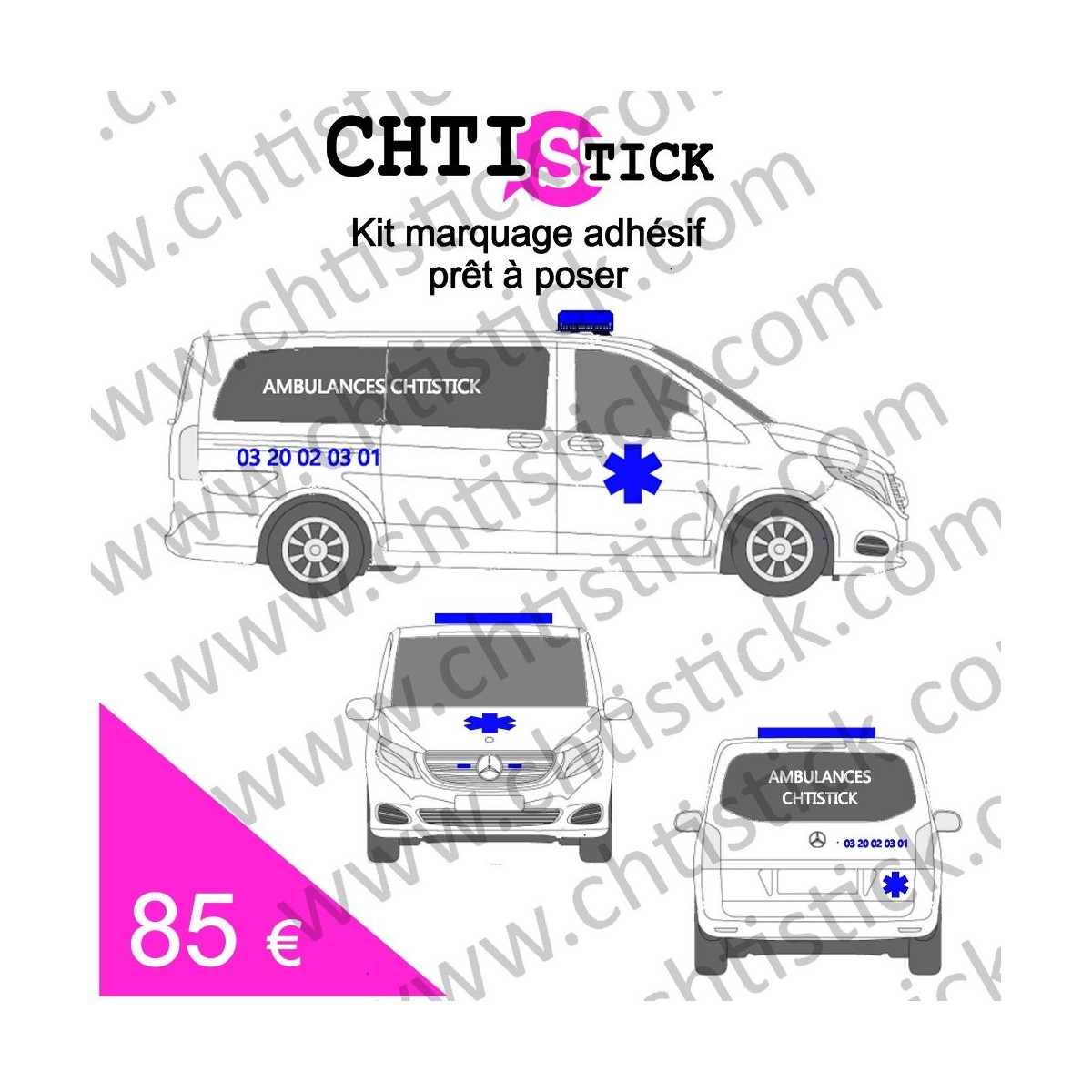chtistick MARQUAGE AMBULANCE TAILLE L AVEC CROIX BIS