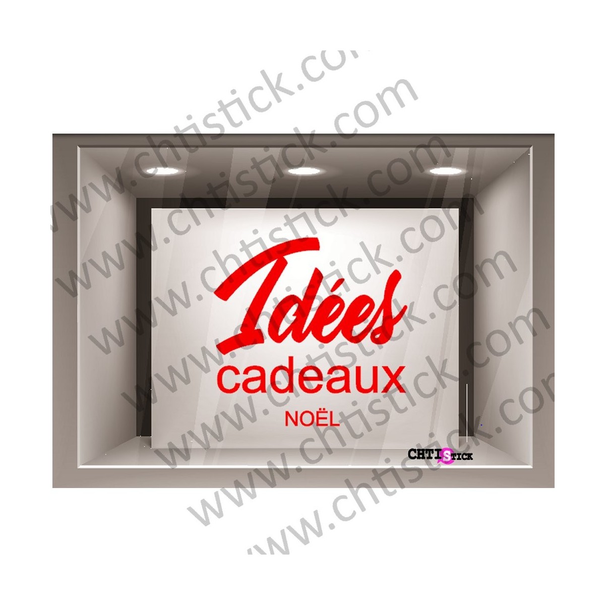STICKER VITRINE IDEES CADEAUX