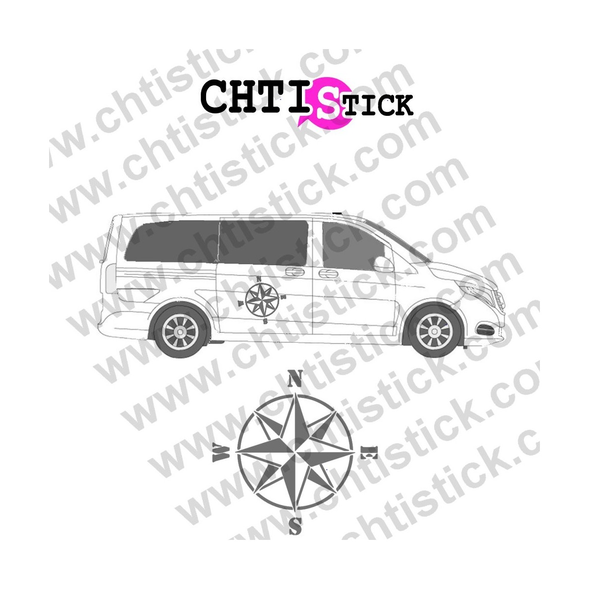 STICKER CAMPING CAR BOUSSOLE