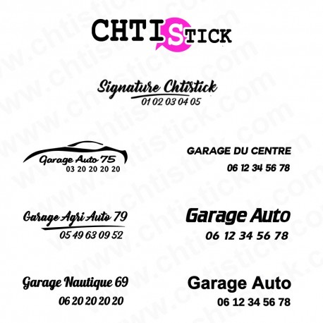 Signature de coffre, Stickers automobile Garage