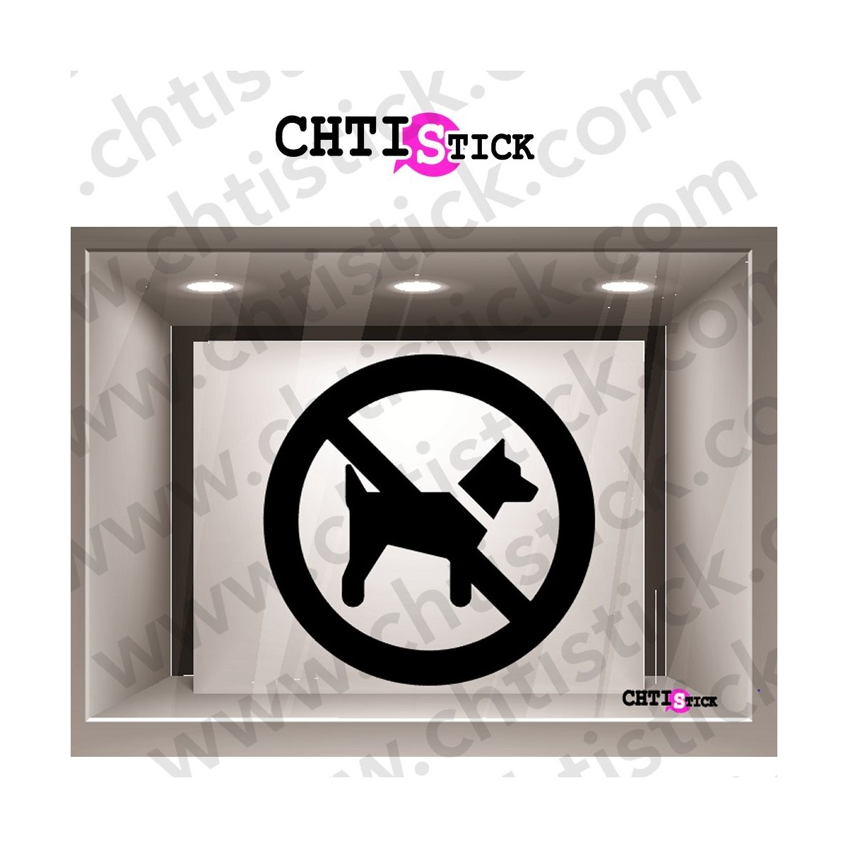 STICKERS INTERDIT AUX CHIENS 1 COUL