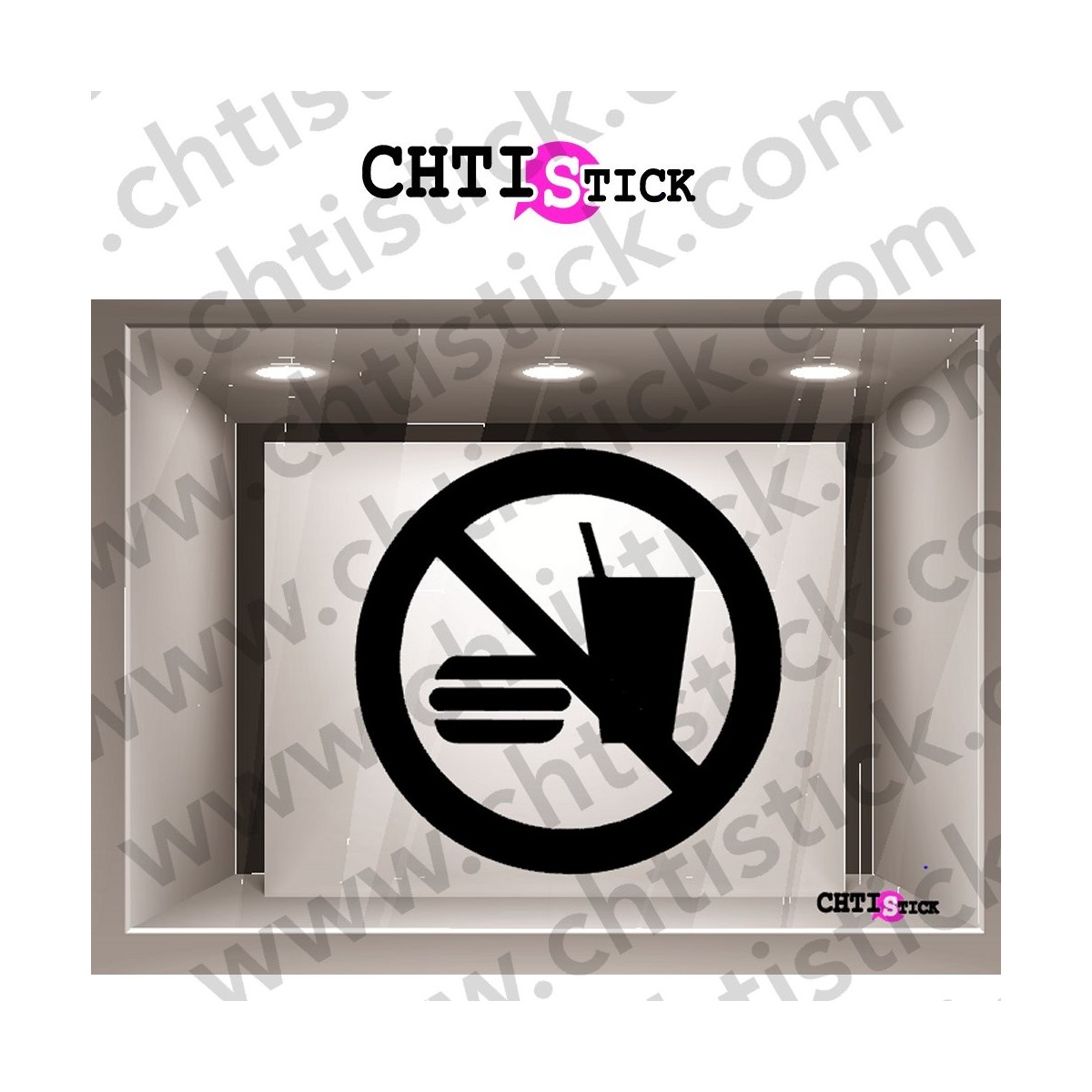 STICKERS INTERDIT DE MANGER 1 COUL