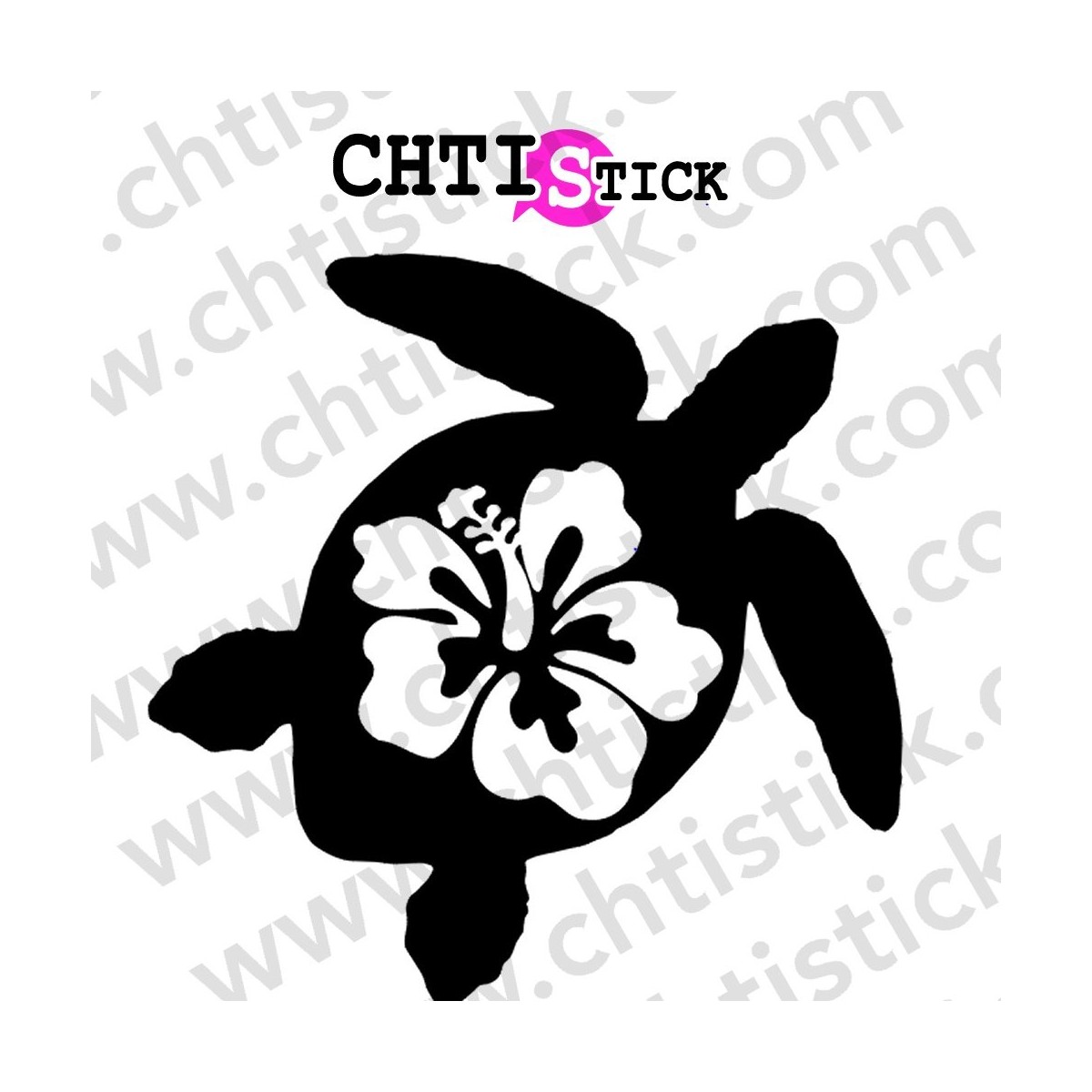 STICKERS CAMPING CAR TORTUE HIBIS