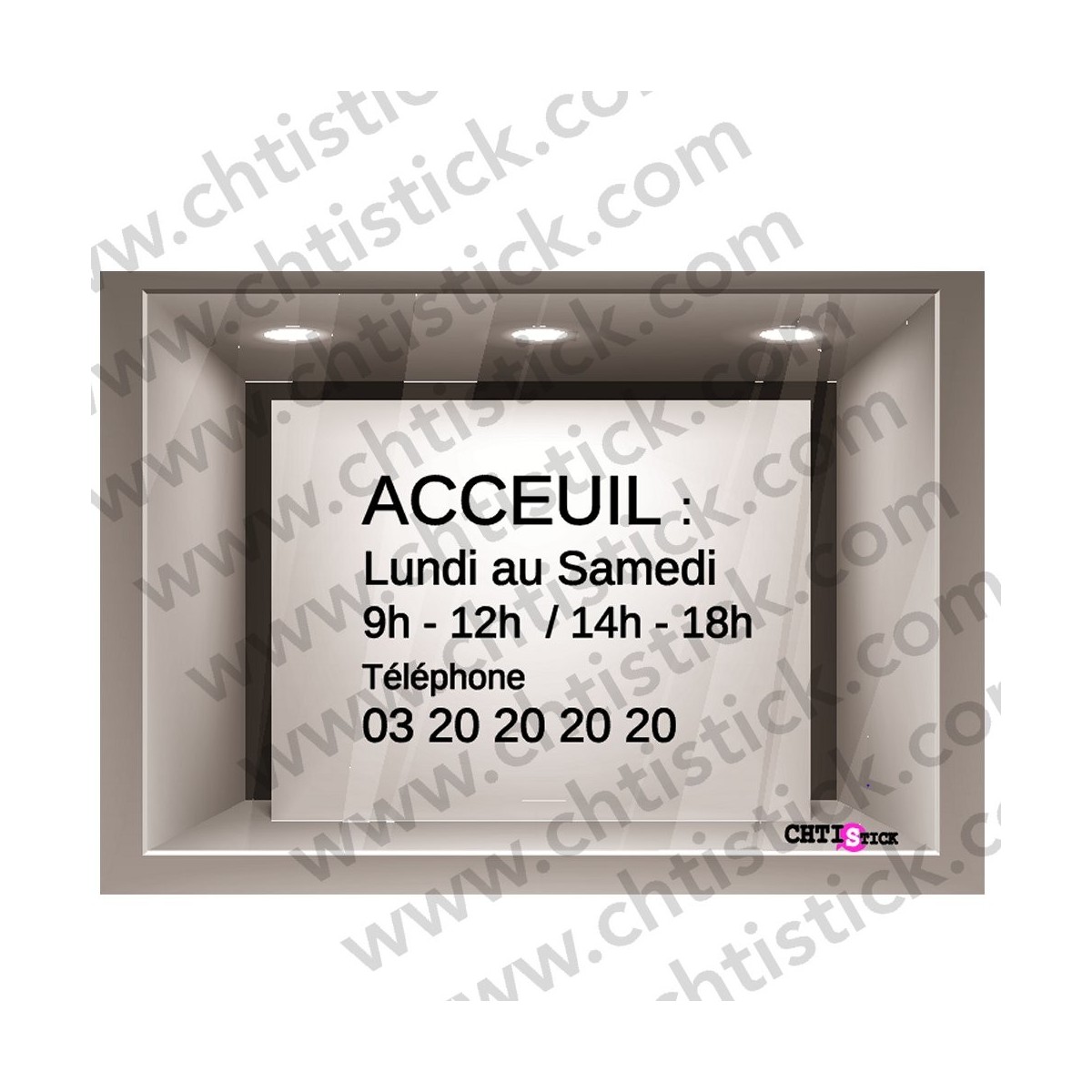 Autocollant vitrine heures d'ouverture