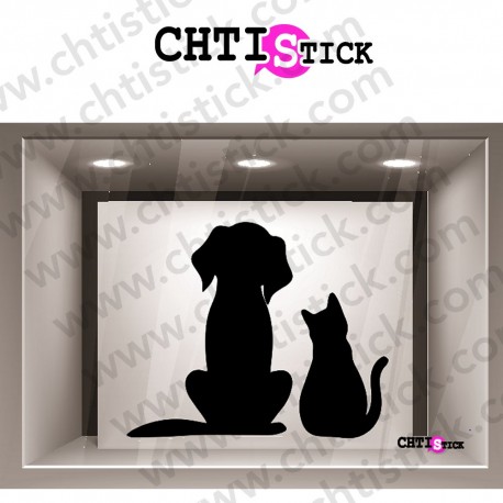 STICKER CHIEN CHAT DOS