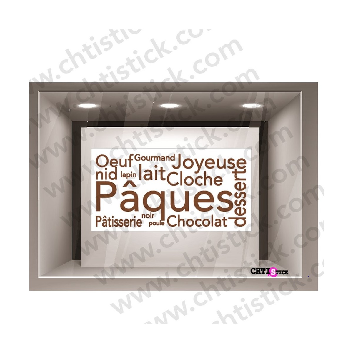STICKER PAQUES ELECTROSTATIQUE MOTS