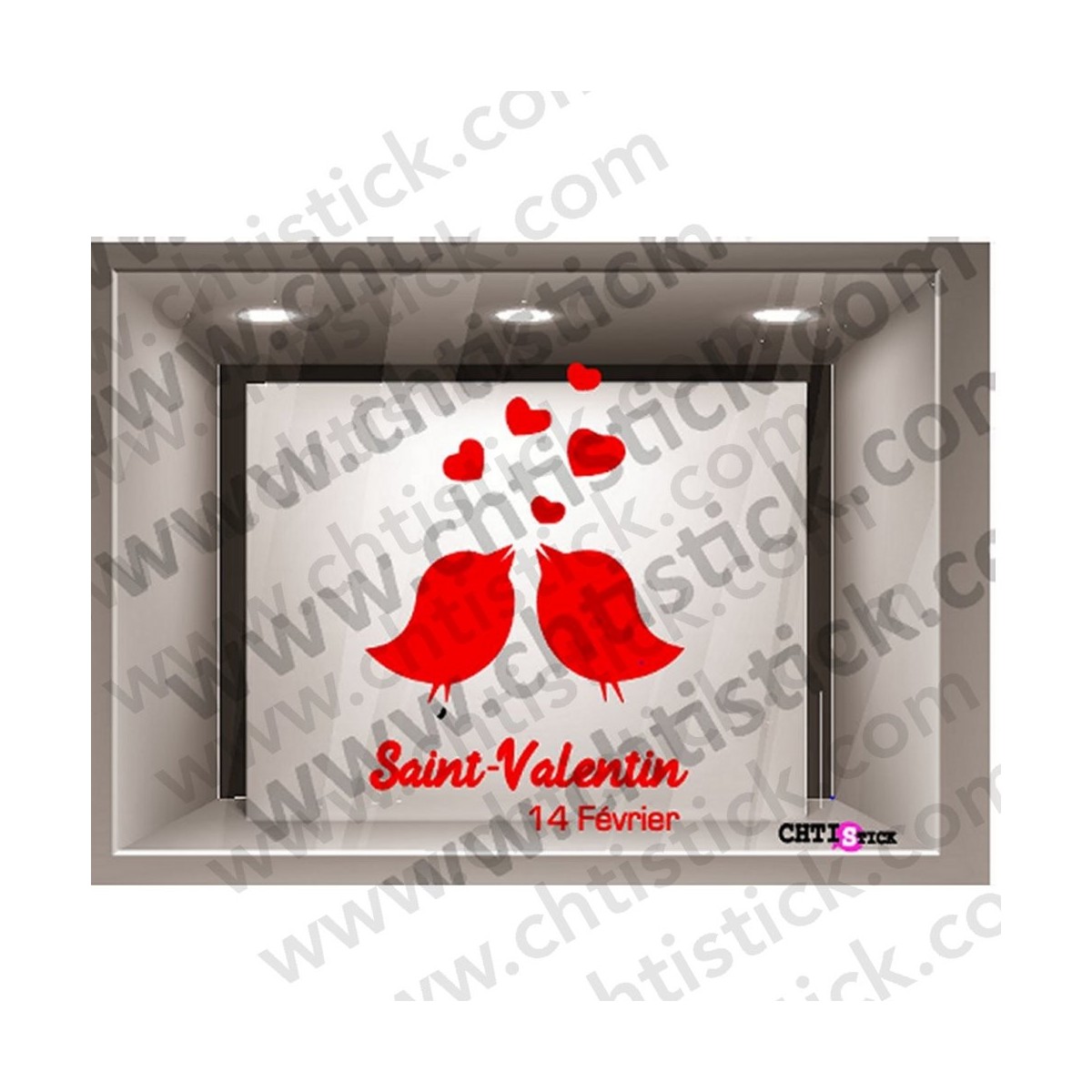 STICKER VITRINE SAINT VALENTIN OISEAUX