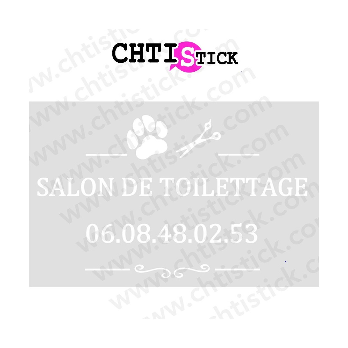 AUTOCOLLANT VITRINE TOILETTAGE TX 05