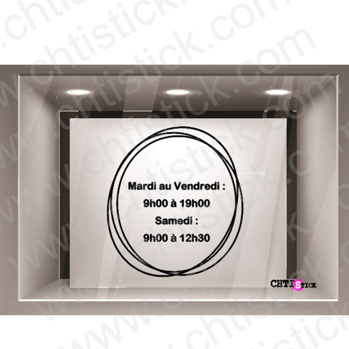 Horaire vitrine de magasin