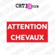AUTOCOLLANT ATTENTION CHEVAUX RECT