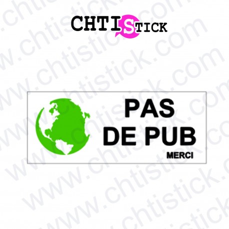 AUTOCOLLANT STOP PUB VERT PLANETE