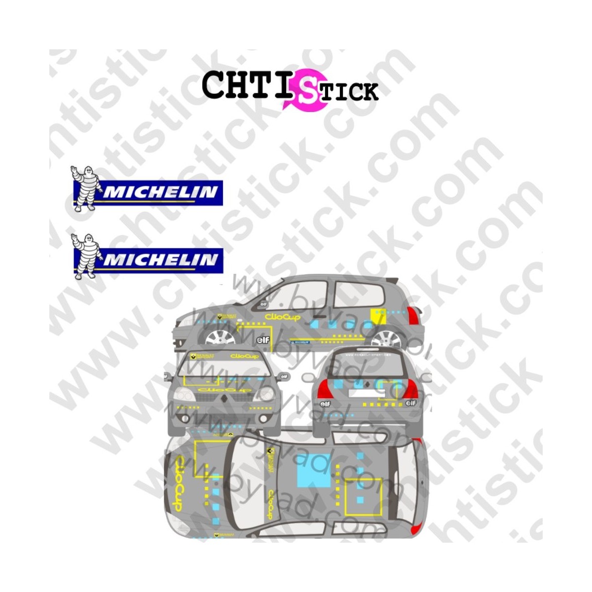 chtistick KIT DECO RALLYE CLIO CUP + MICHELIN