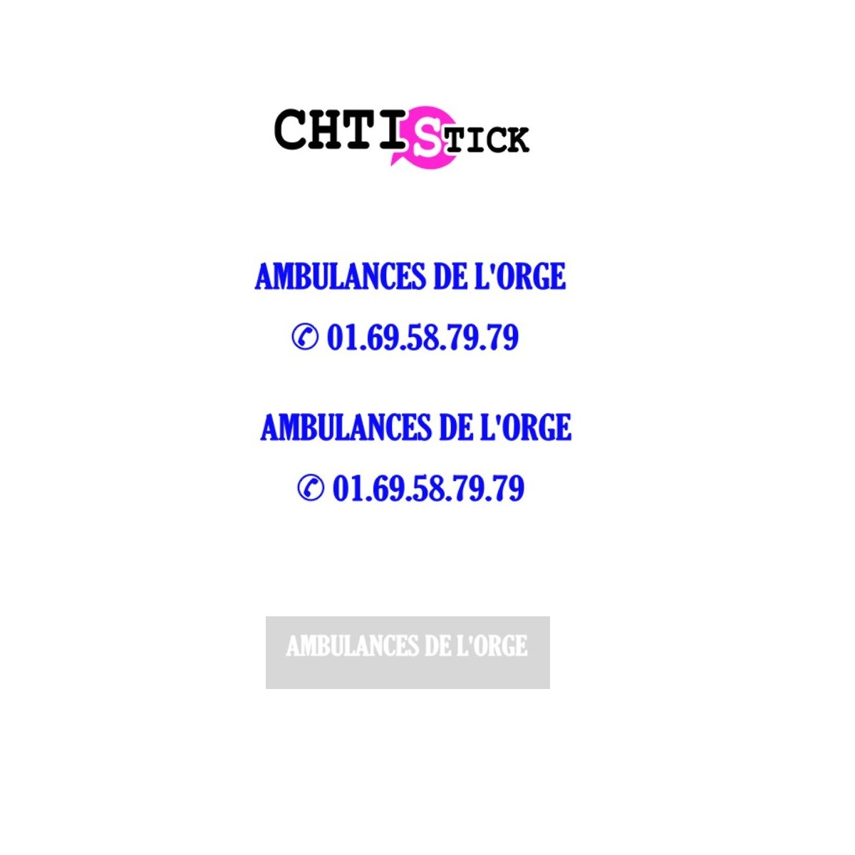 chtistick MAQUAGE AMBULANCES DE L ORGE 5CM