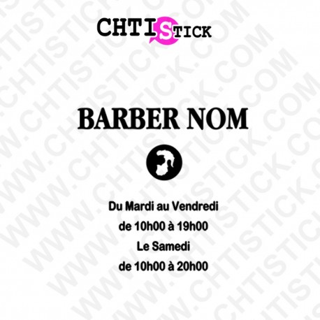 STICKERS HORAIRES BARBIER XL2