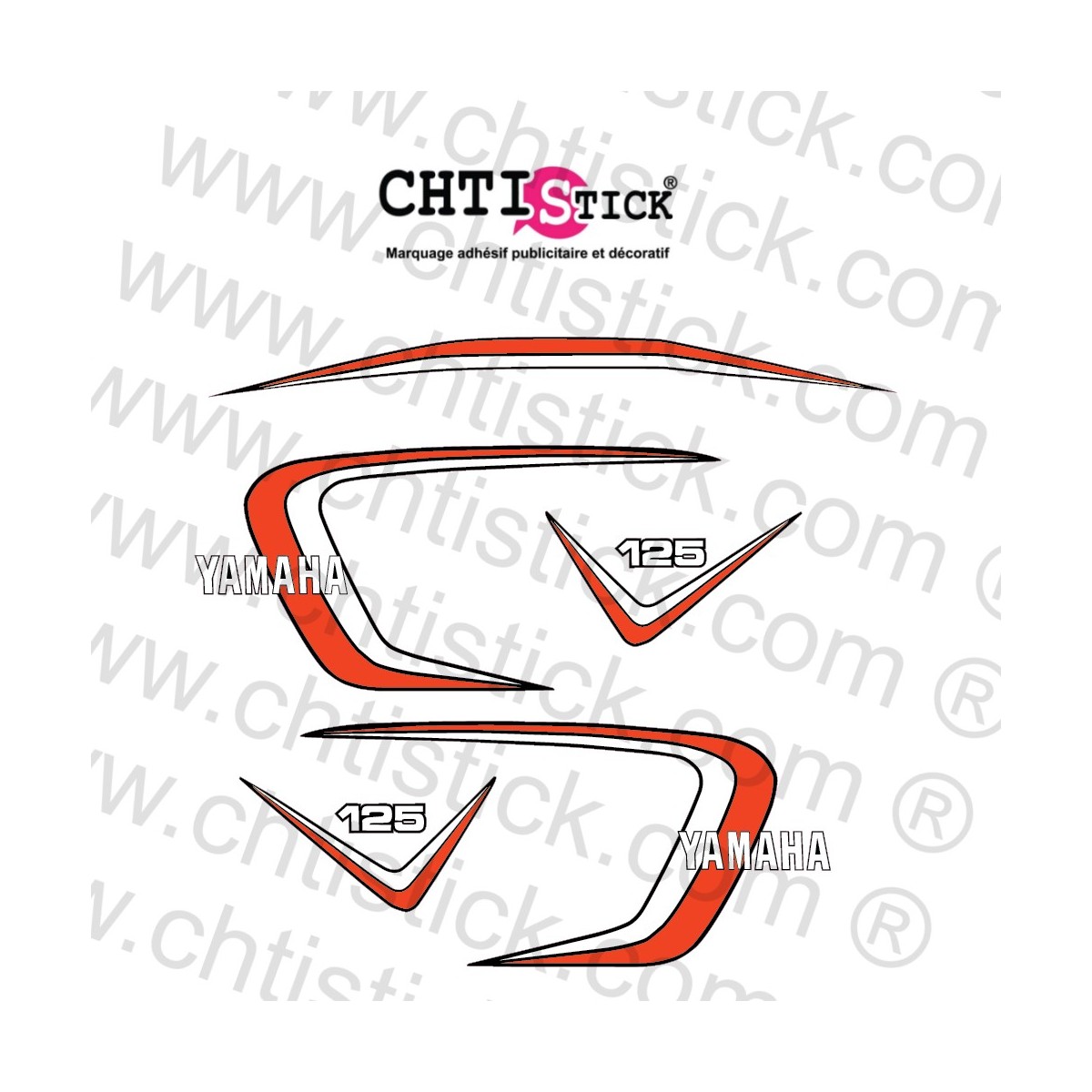 Stickers YAMAHA 125 RDX 1979 Rouge et Blanc