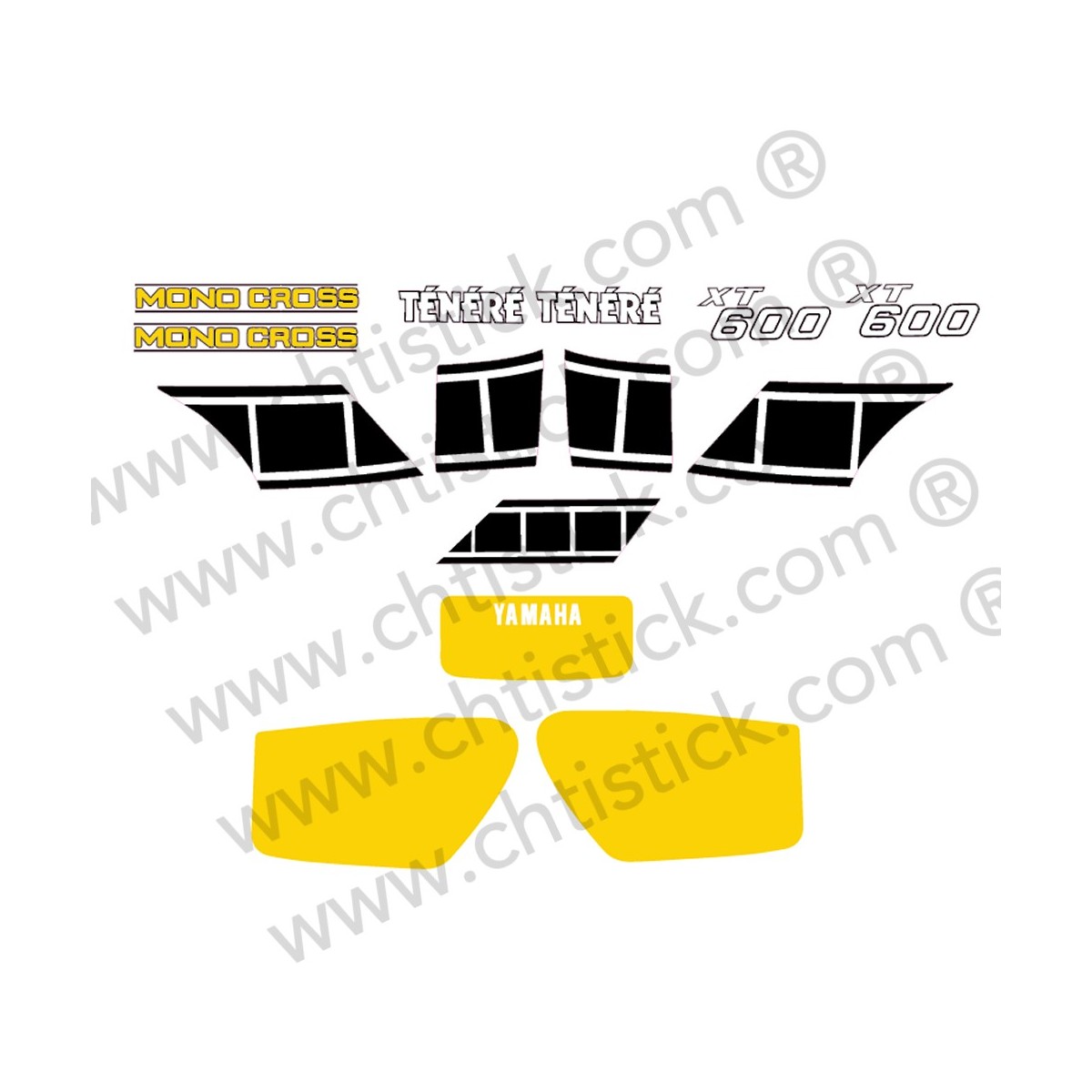 Kit autocollants YAMAHA 600 XTZ 34L TENERE BLEUE