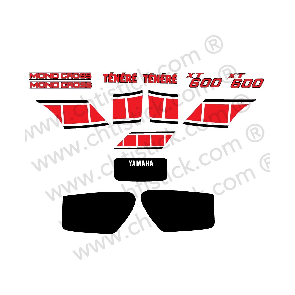 Kit autocollants YAMAHA 600 XTZ 34L TENERE BLANC