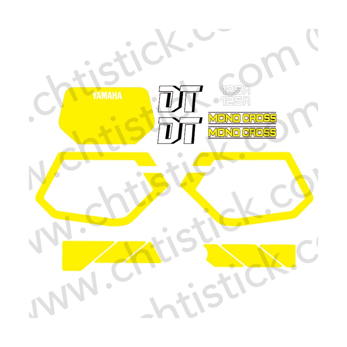 STICKERS YAMAHA 125DTR 1991 jaune