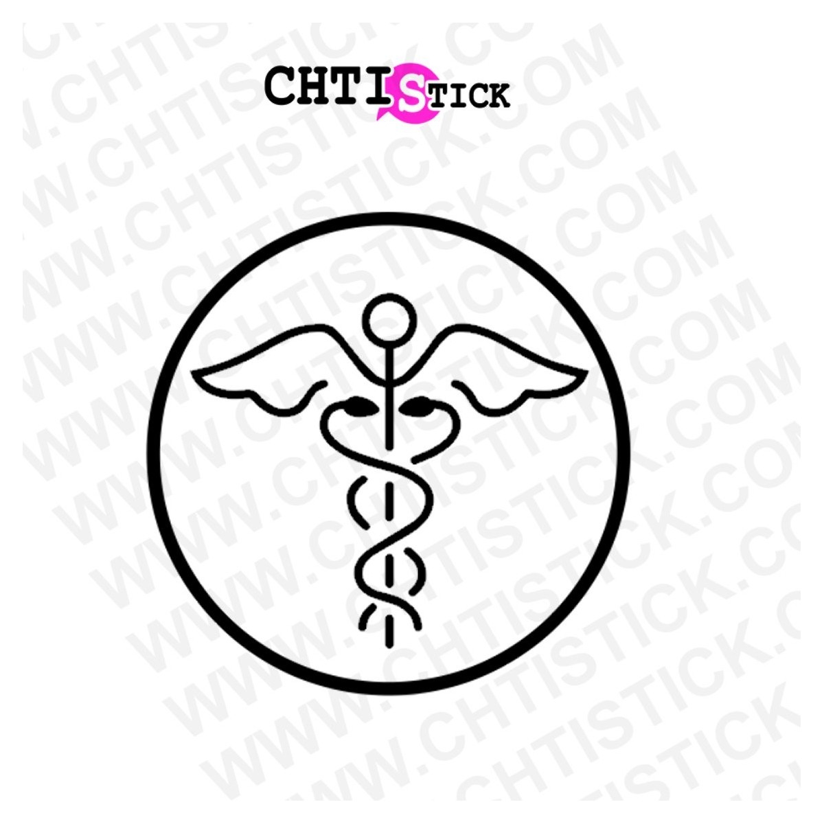 STICKERS CADUCEE ROND 30 cm