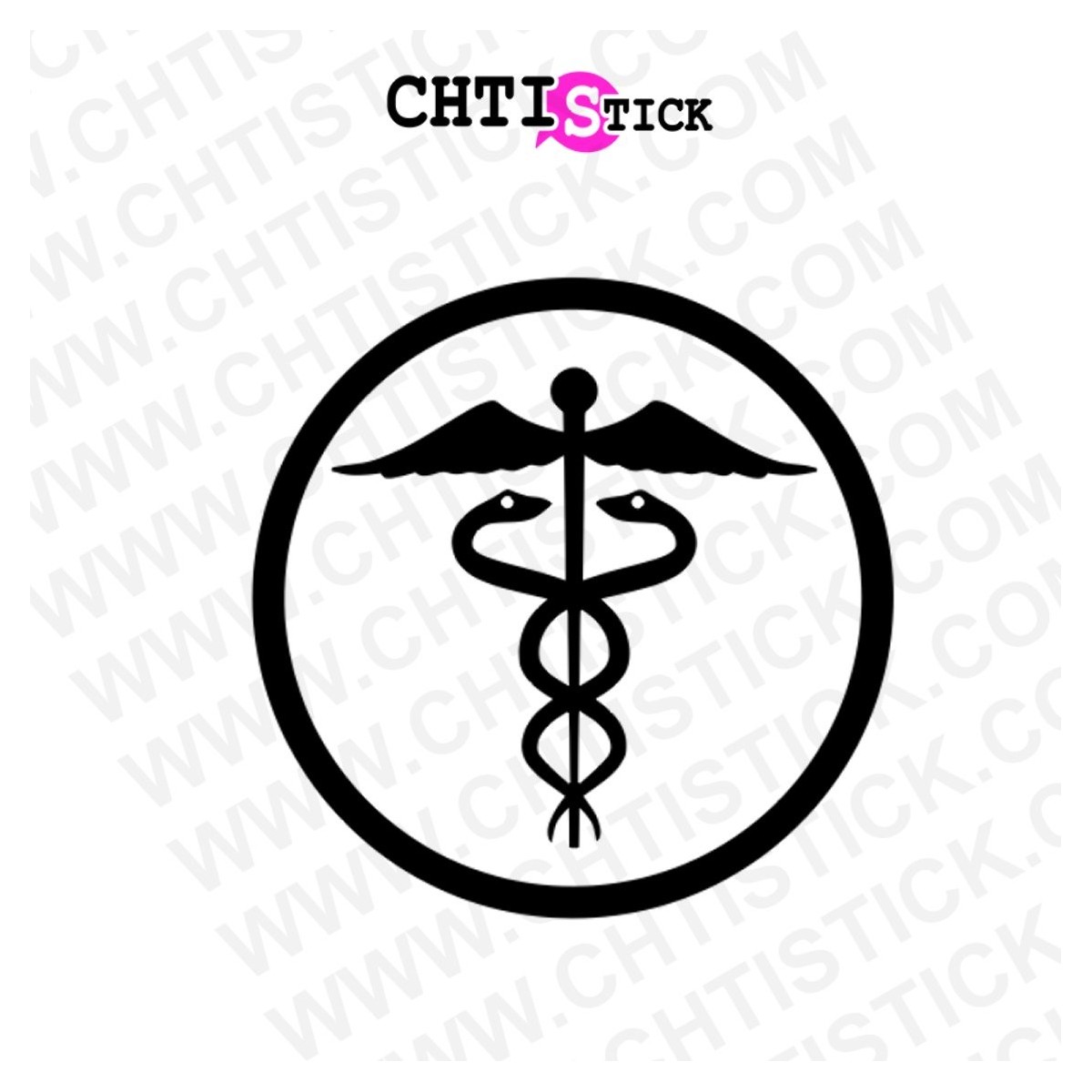 STICKERS CADUCEE ROND 30 cm 2
