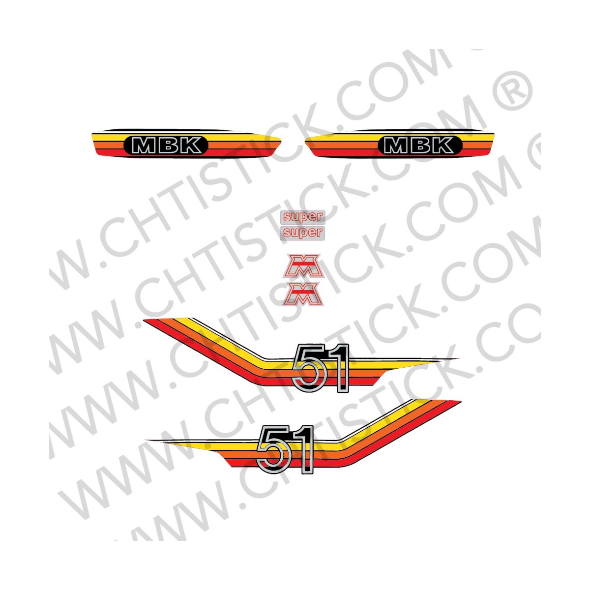 chtistick Stickers MOTOBECANE MBK 51 ORANGE