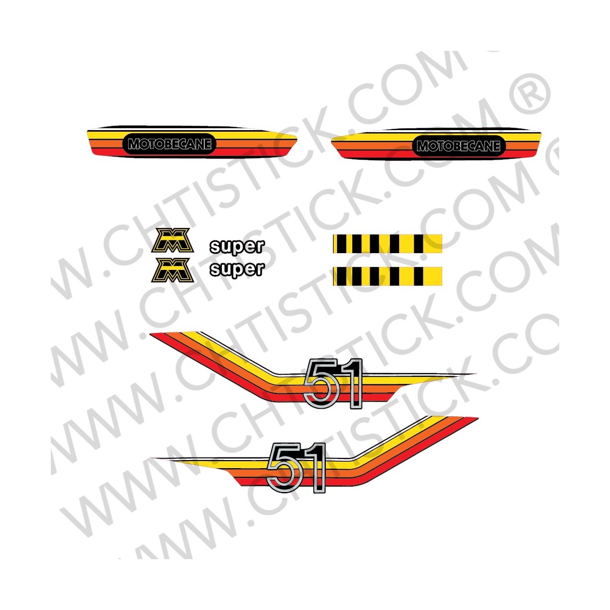 chtistick Stickers MOTOBECANE 51 ORANGE