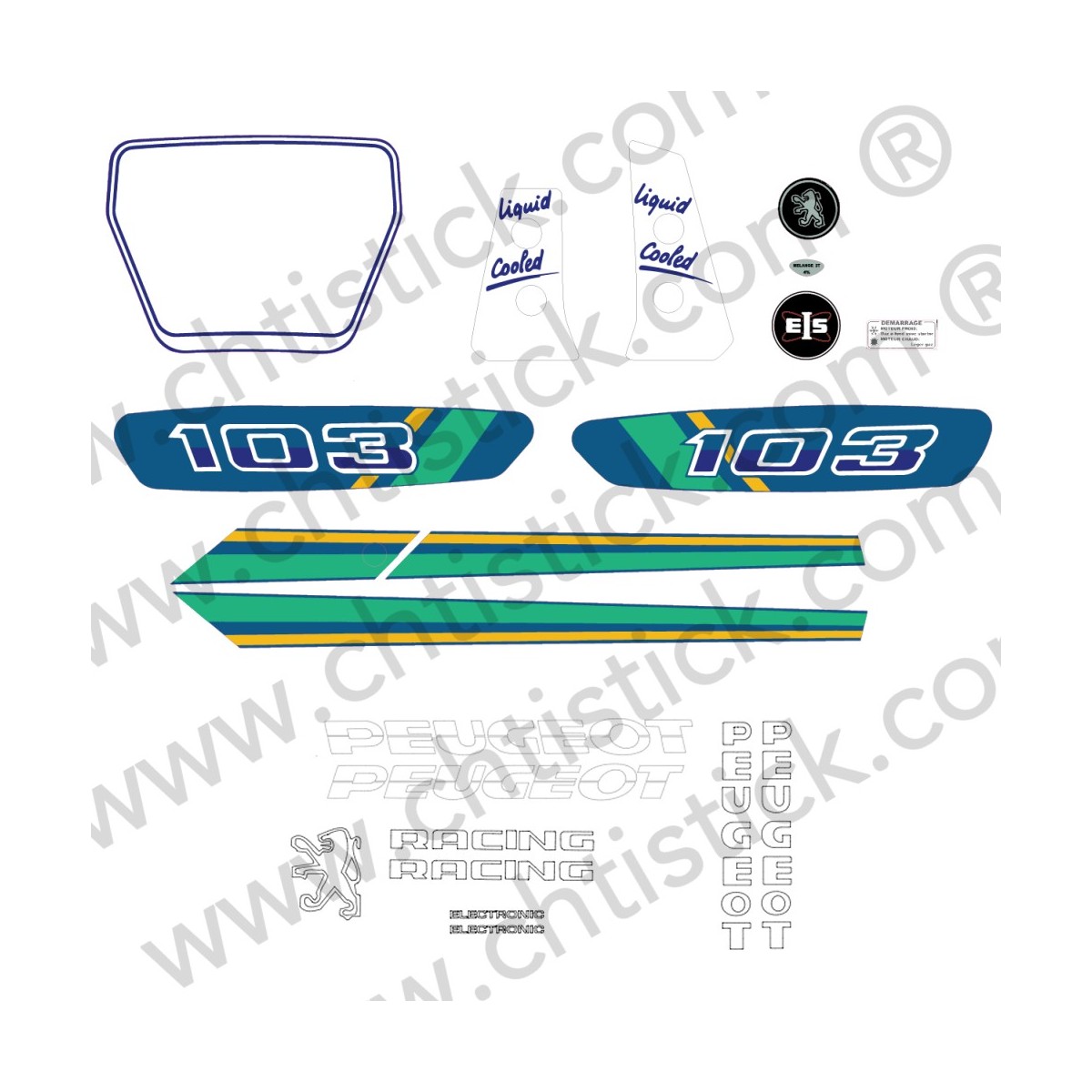chtistick Kit autocollants Peugeot 103 RCX LC