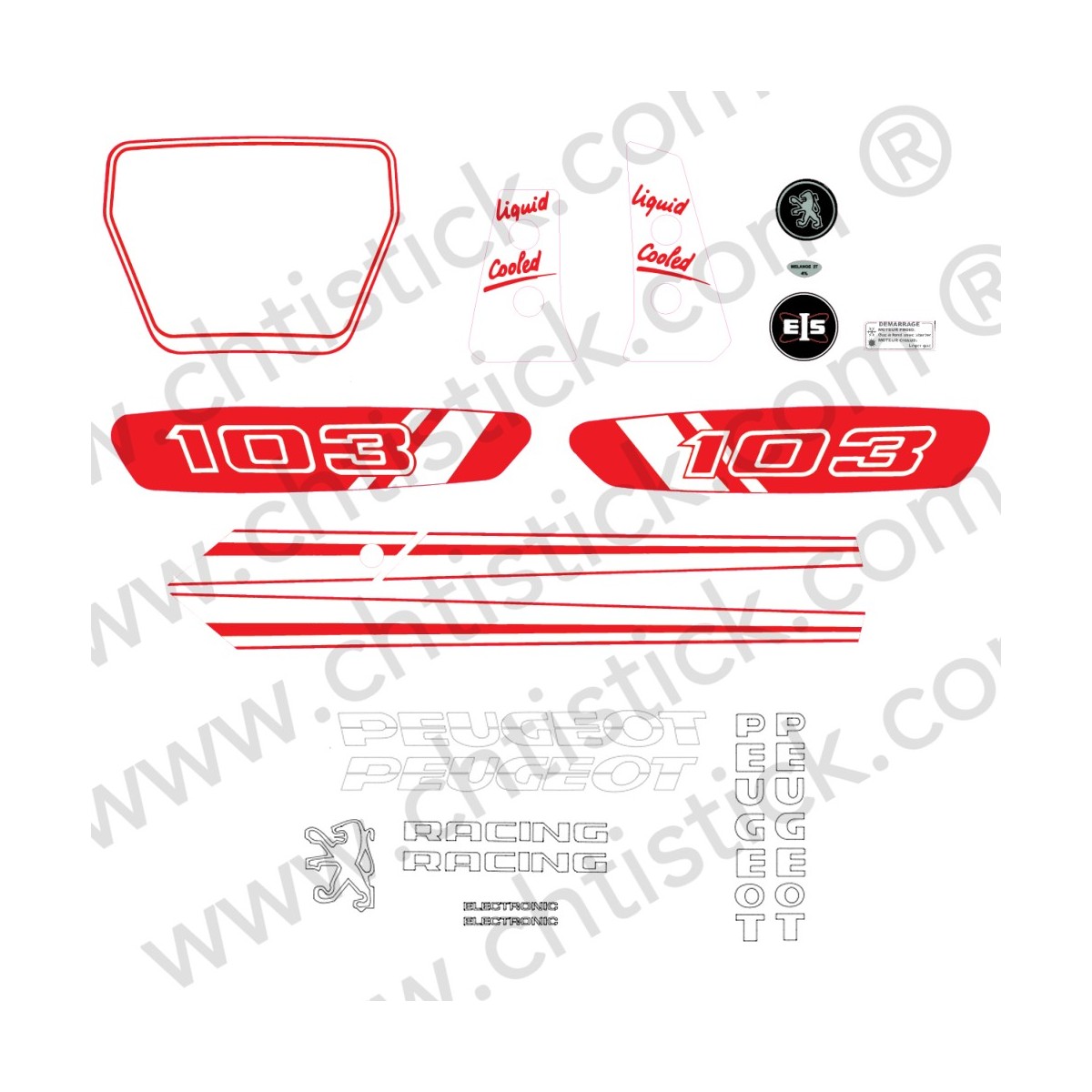 chtistick Kit autocollants Peugeot 103 RCX LC