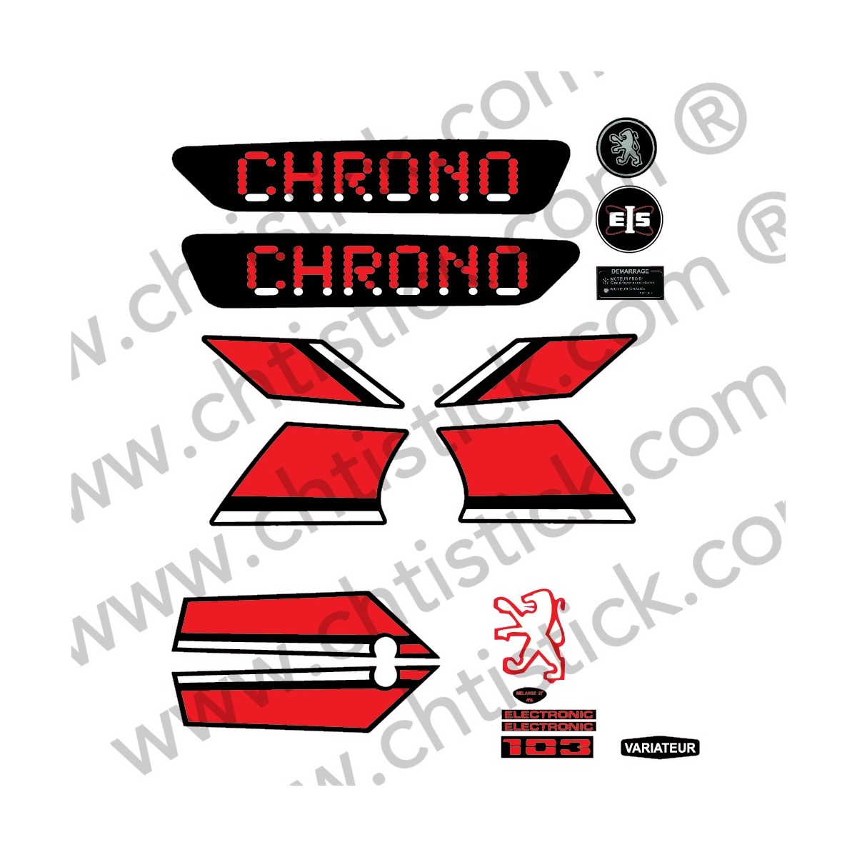 chtistick Kit autocollants Peugeot 103 CHRONO RBC