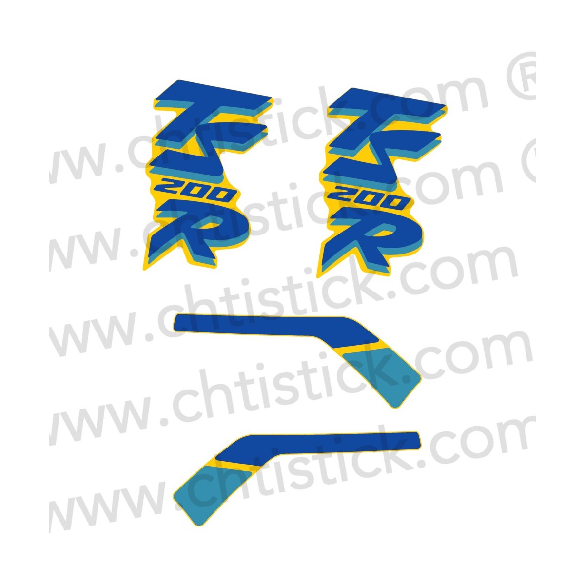 Stickers moto Suzuki 200 TSR 1991 Jaune