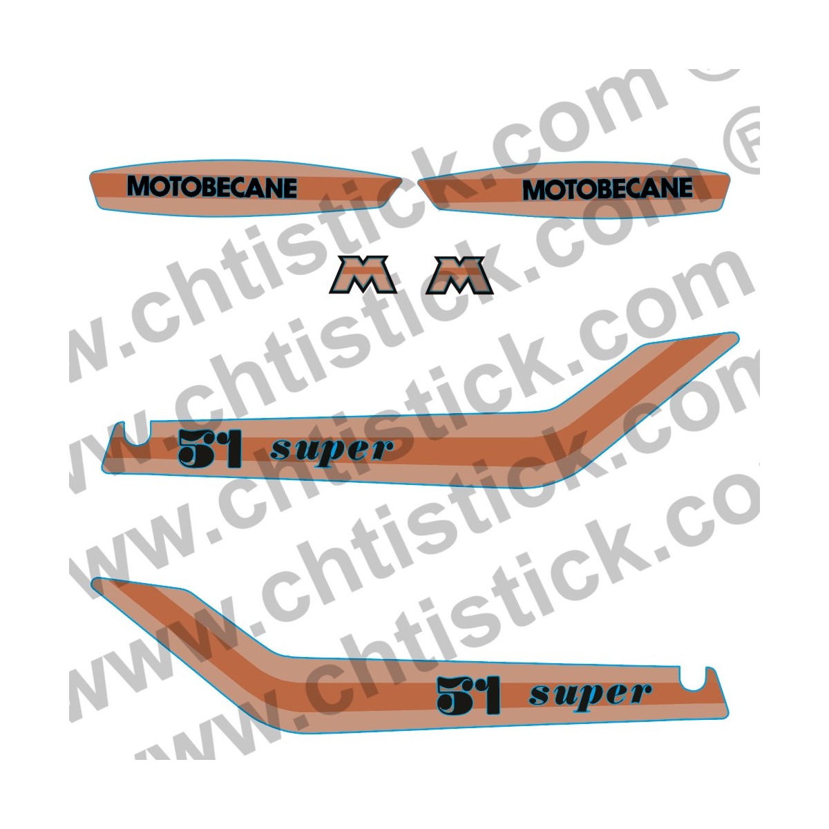 chtistick Stickers Motobécane 51 Super Gris