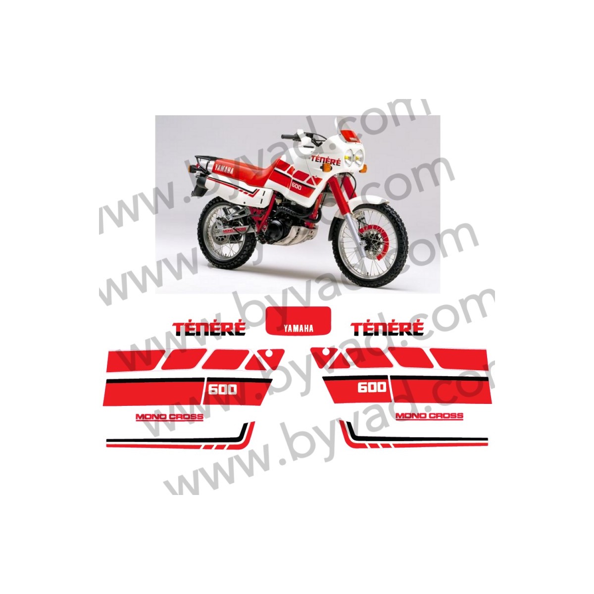 Kit stickers Moto YAMAHA 600 XTZ 3AJ TENERE Blanche