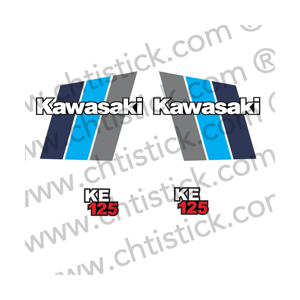 Déco moto Kawasaki KE125 RESERVOIR ROUGE