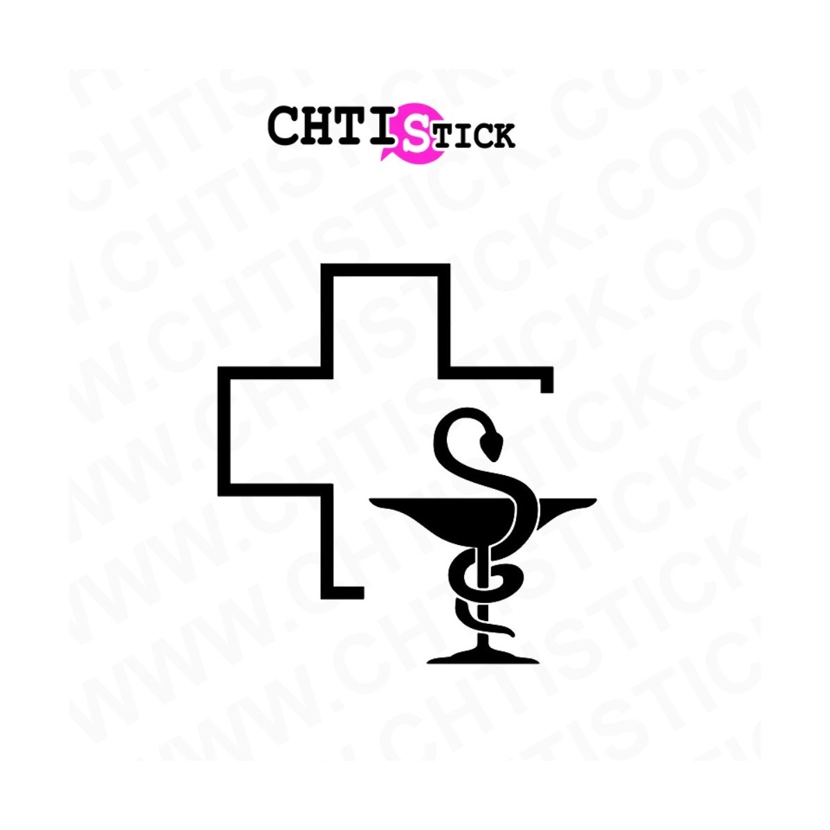 chtistick Croix caducée pour vitrine