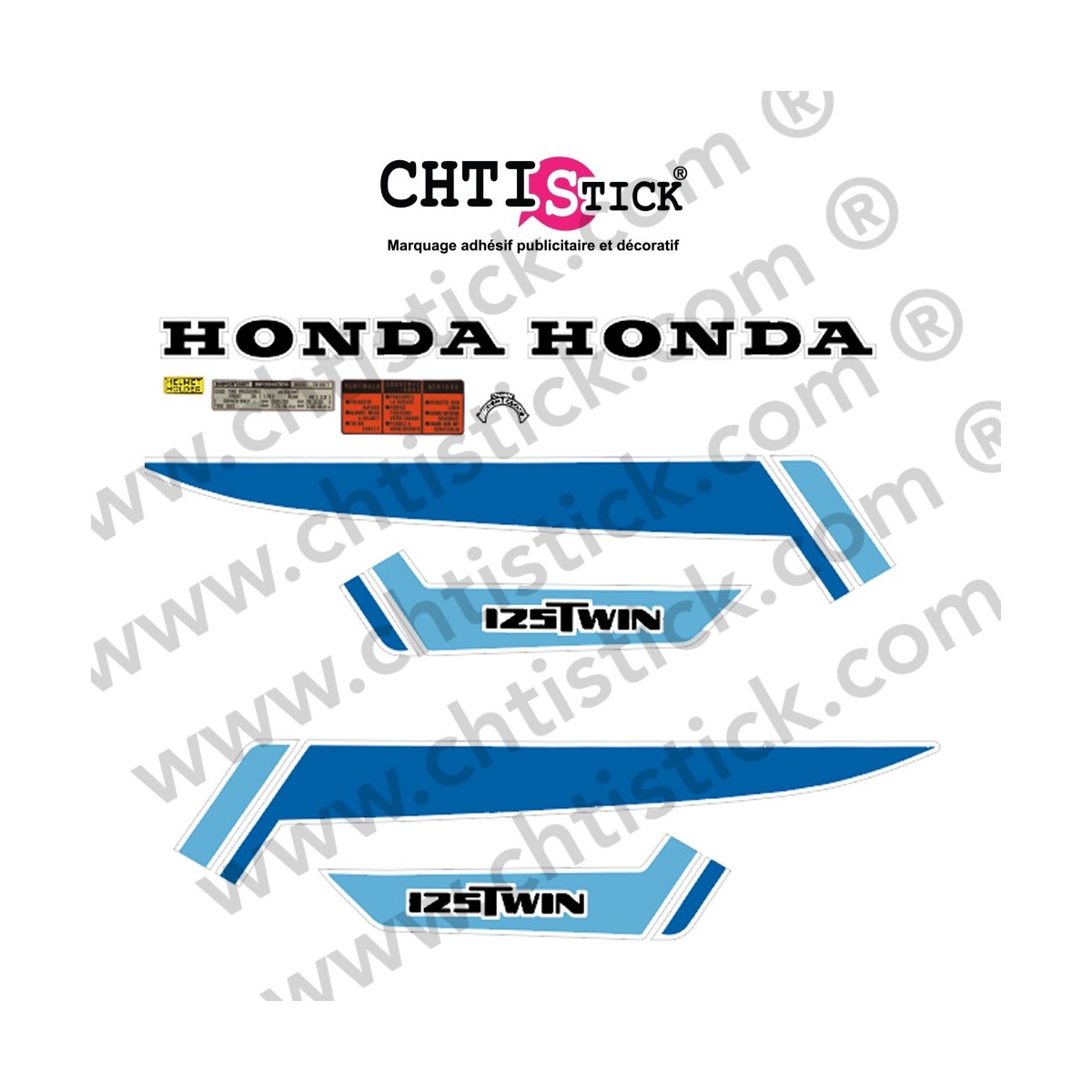 KIT HONDA 125 TWIN T2 Bleu