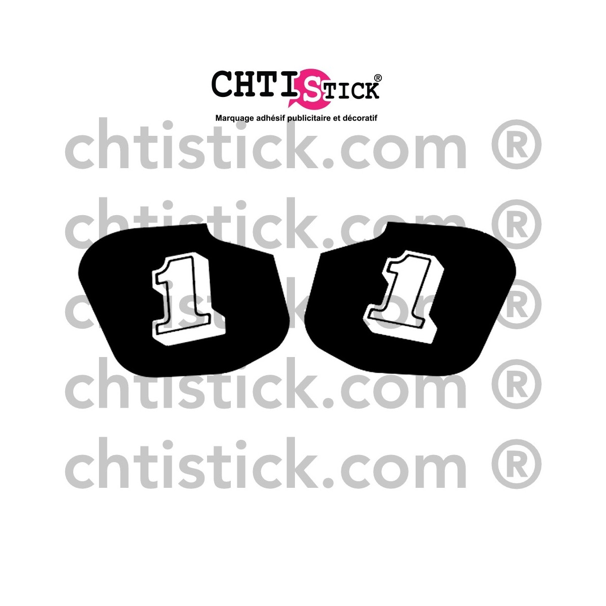 KIT AUTOCOLLANTS YAMAHA 80 YZ CACHES LATERAUX AVEC NUMERO 1