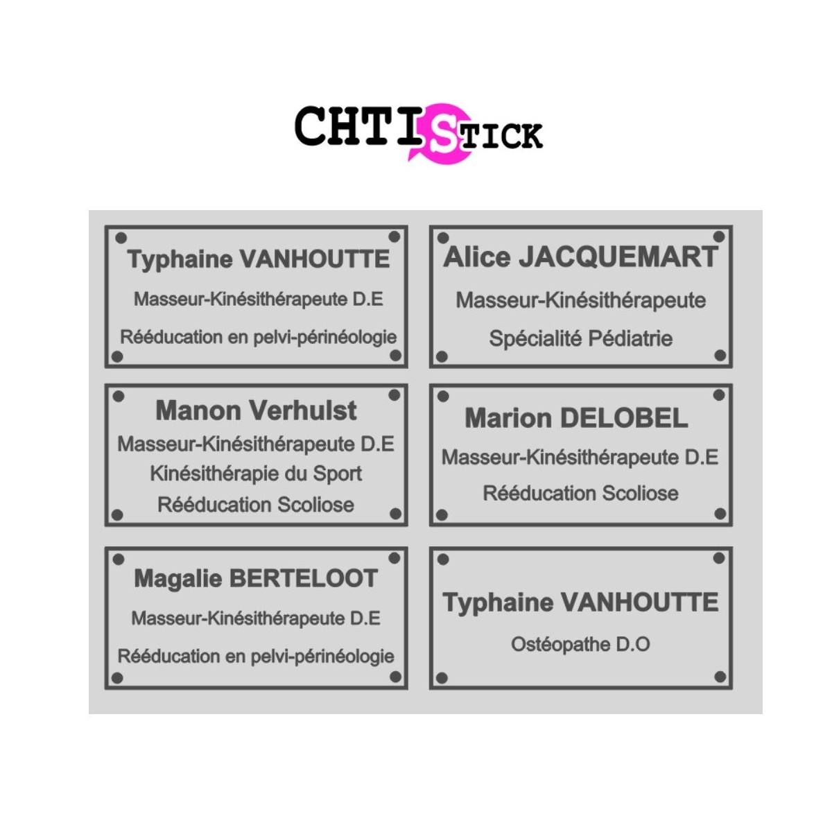 6 Autocollants sans fond type plaque médicale