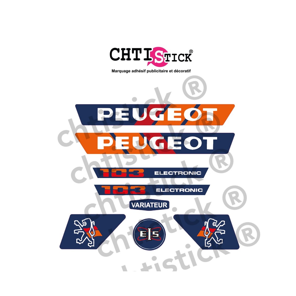 Kit autocollants Peugeot 103 MVL BLEU
