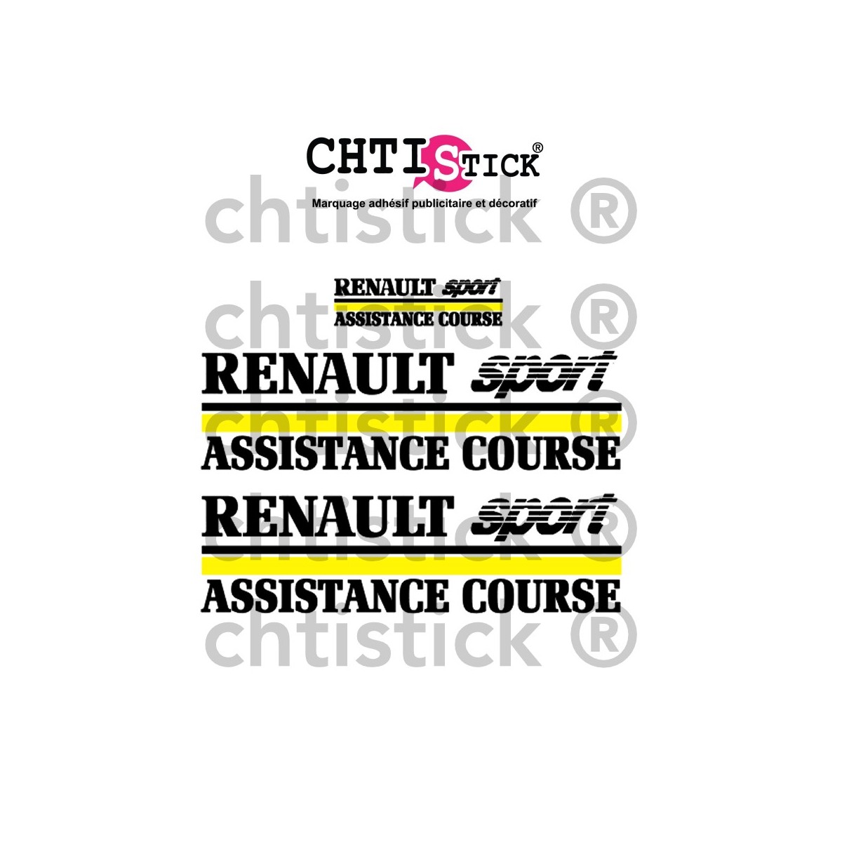 TROIS STICKERS ASSISTANCE COURSE RENAULT SPORT