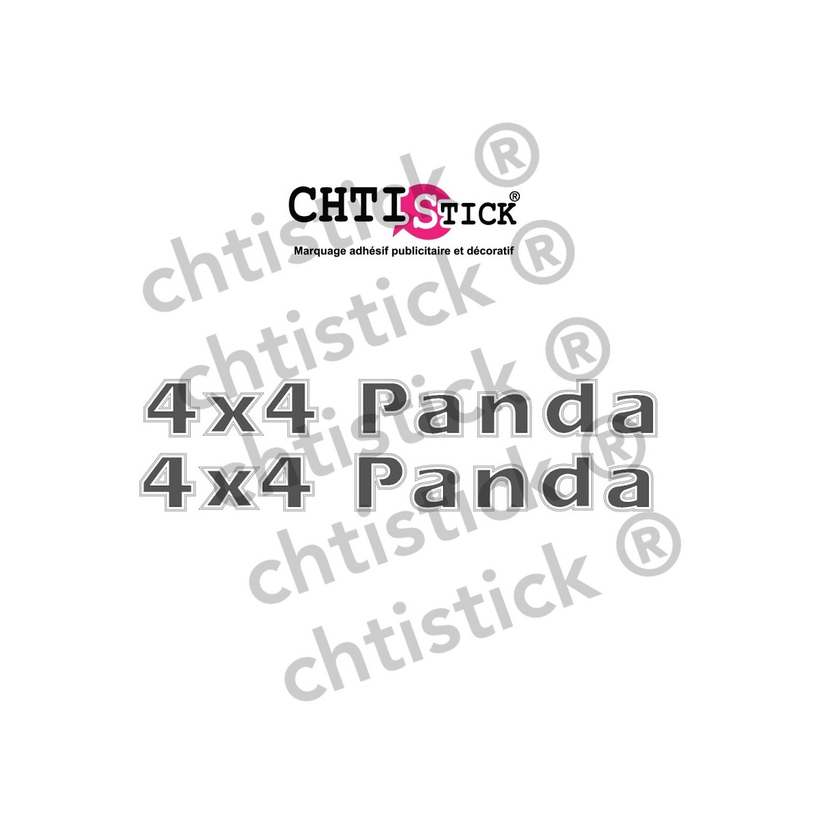 Stickers 4x4 Panda type Mk2 GRIS BLANC