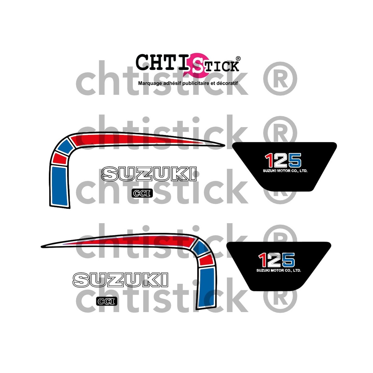 Stickers moto Suzuki 125 TS 1978 MOTO ROUGE