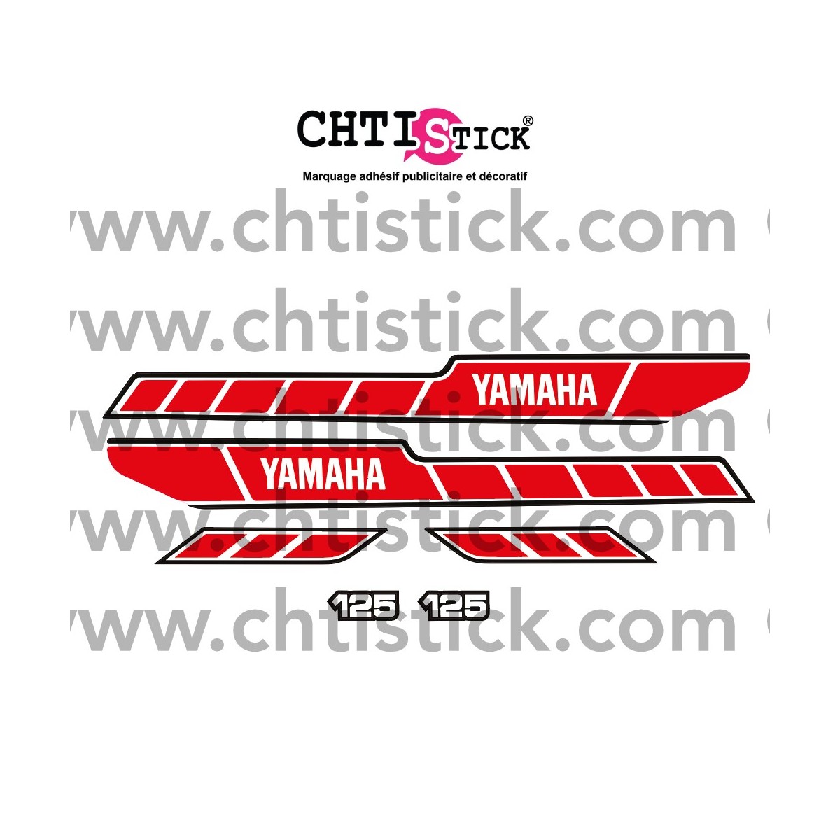 KIT AUTOCOLLANTS MOTO YAMAHA 125 RDX 78 ROUGE