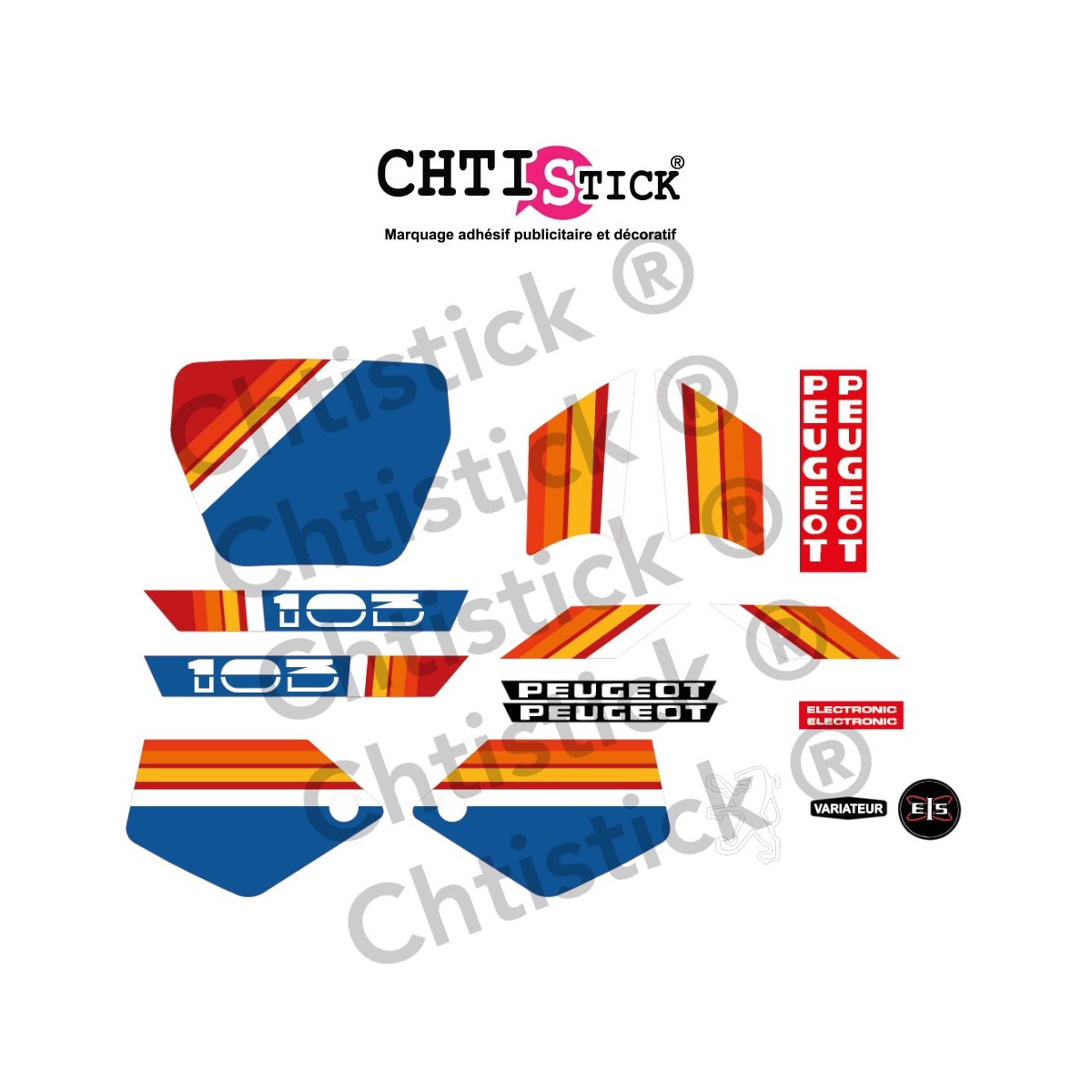 Kit autocollants Peugeot 103 RACING PHASE 2