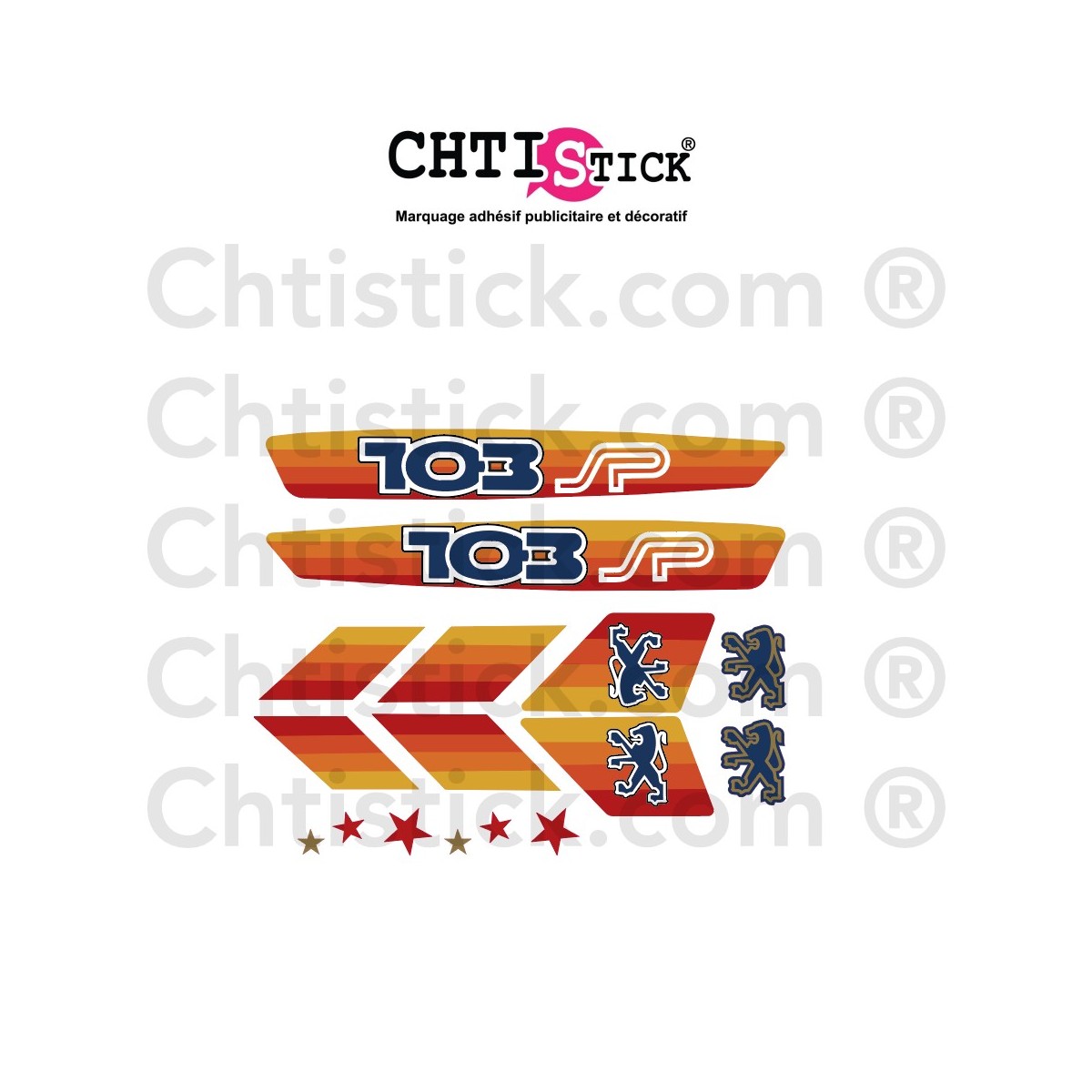chtistick Déco Peugeot 103 SP orange